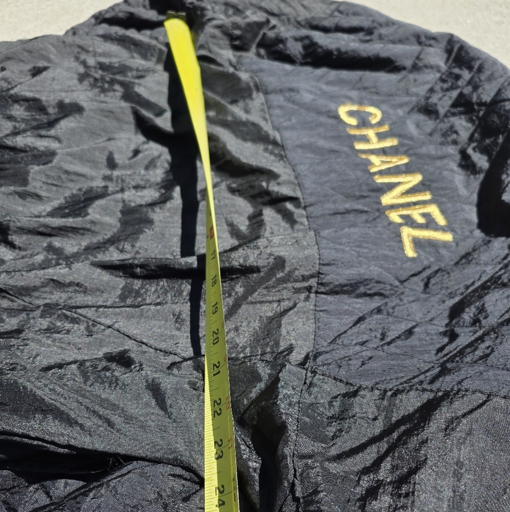 Vintage Black Bomber Jacket with Gold Logo **NOT Made By Chanel** - Picture 6 of 6
